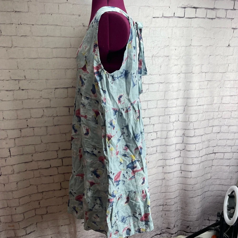 Bellambra size large blue floral print linen dress